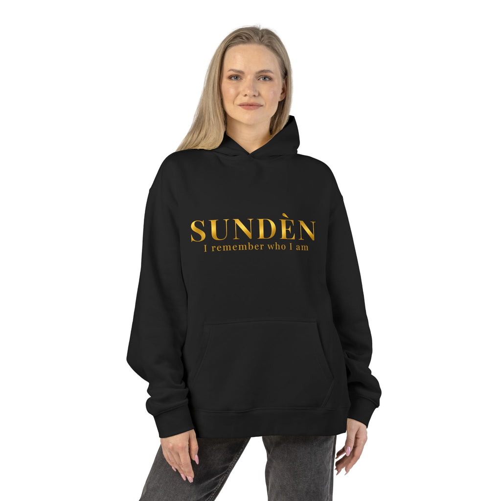 SUNDÈN "I Remember Who I Am" Hoodie — Minimalist Gold Text Pullover