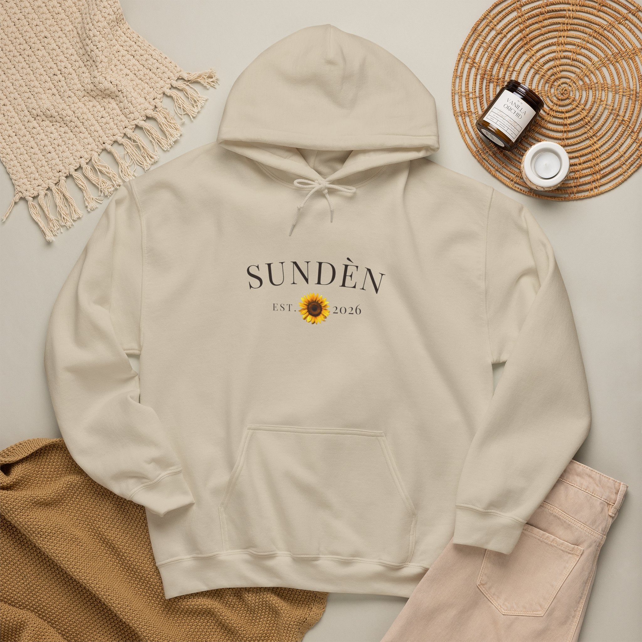 Sundén Sunflower Hoodie — Minimal Floral Comfort Pullover