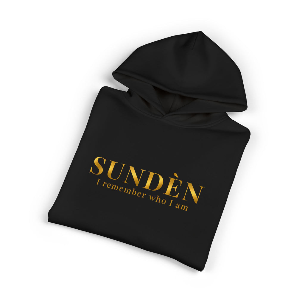 SUNDÈN "I Remember Who I Am" Hoodie — Minimalist Gold Text Pullover